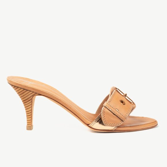 Giuseppe Zanotti Camel Leather Buckled Mule Sandals - Picture 2 of 11